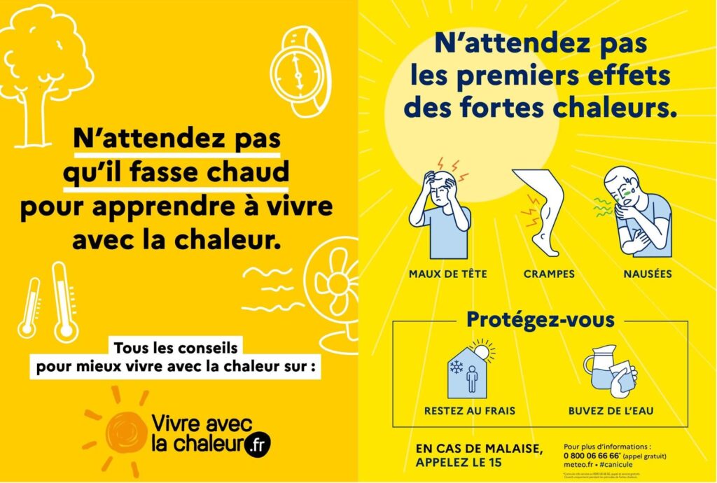 Affiche d'alerte canicule fortes chaleurs