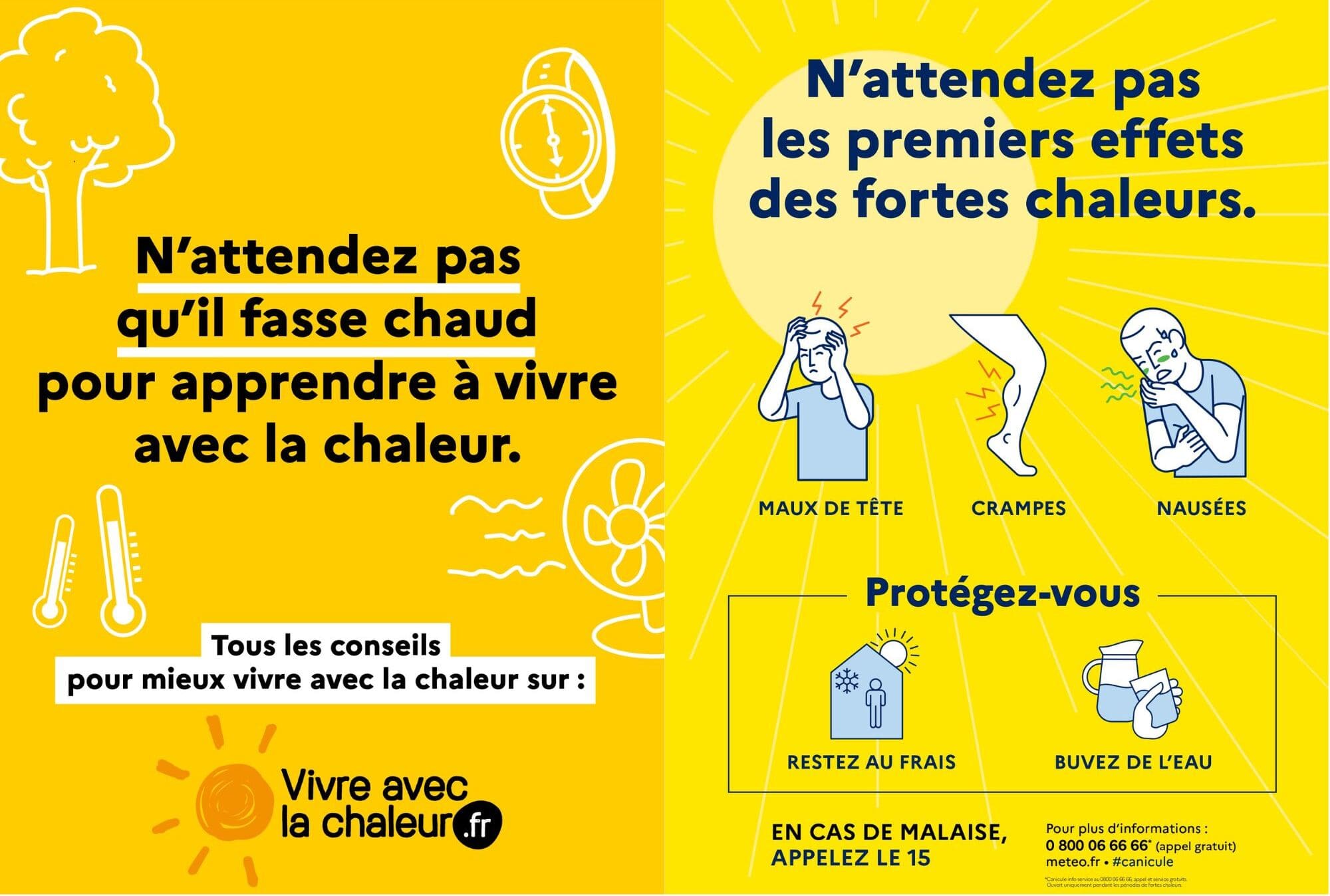 Affiche d'alerte canicule fortes chaleurs